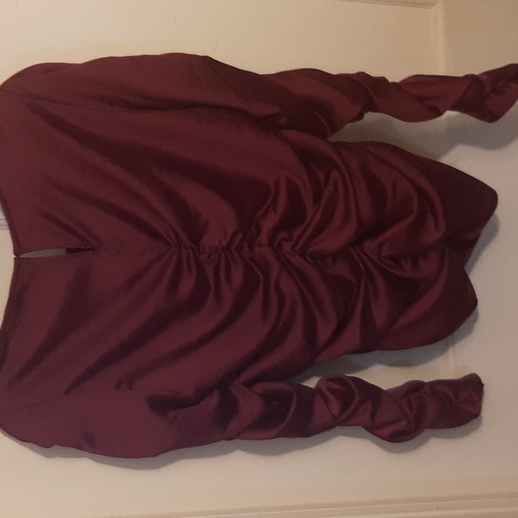 Satin feel cropped long sleeve blouse - Picture 2 of 2